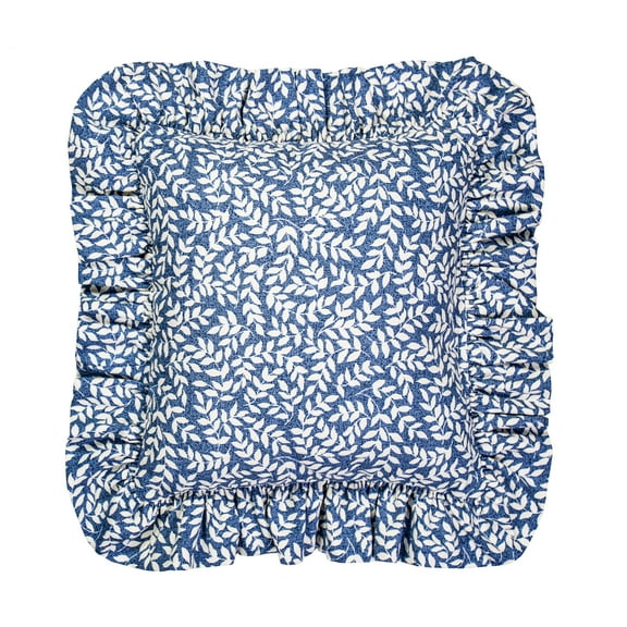 Bouvier Blue Leaf Ruffled Pillow