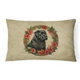 thumbnail image 1 of Bouvier des Flandres Christmas Flowers Throw Pillow 12 in x 16 in, 1 of 4