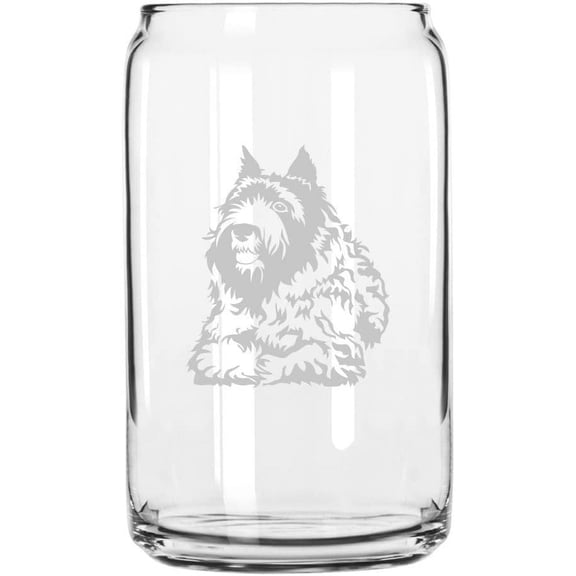 Bouvier des Flandres Dog Themed Etched All Purpose 16oz Libbey Can Glass