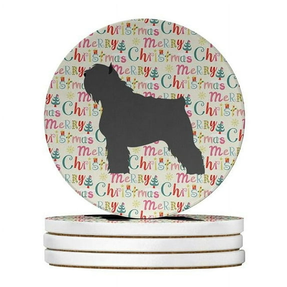 Bouvier des Flandres Merry Christmas Large Sandstone Coasters Pack of 4 4 in x 4 in