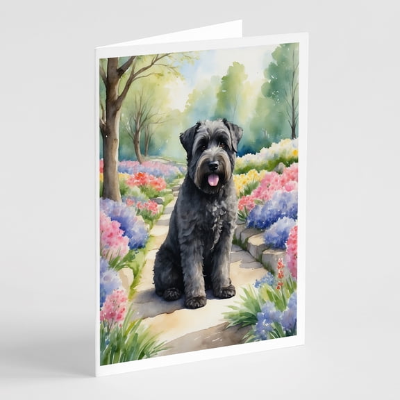 Bouvier des Flandres Spring Path Greeting Cards Pack of 8 7 in x 5 in