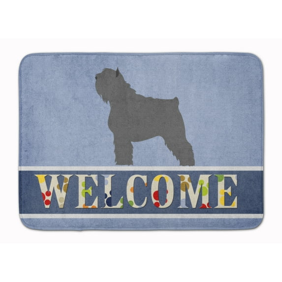 Bouvier des Flandres Welcome Machine Washable Memory Foam Mat Blue