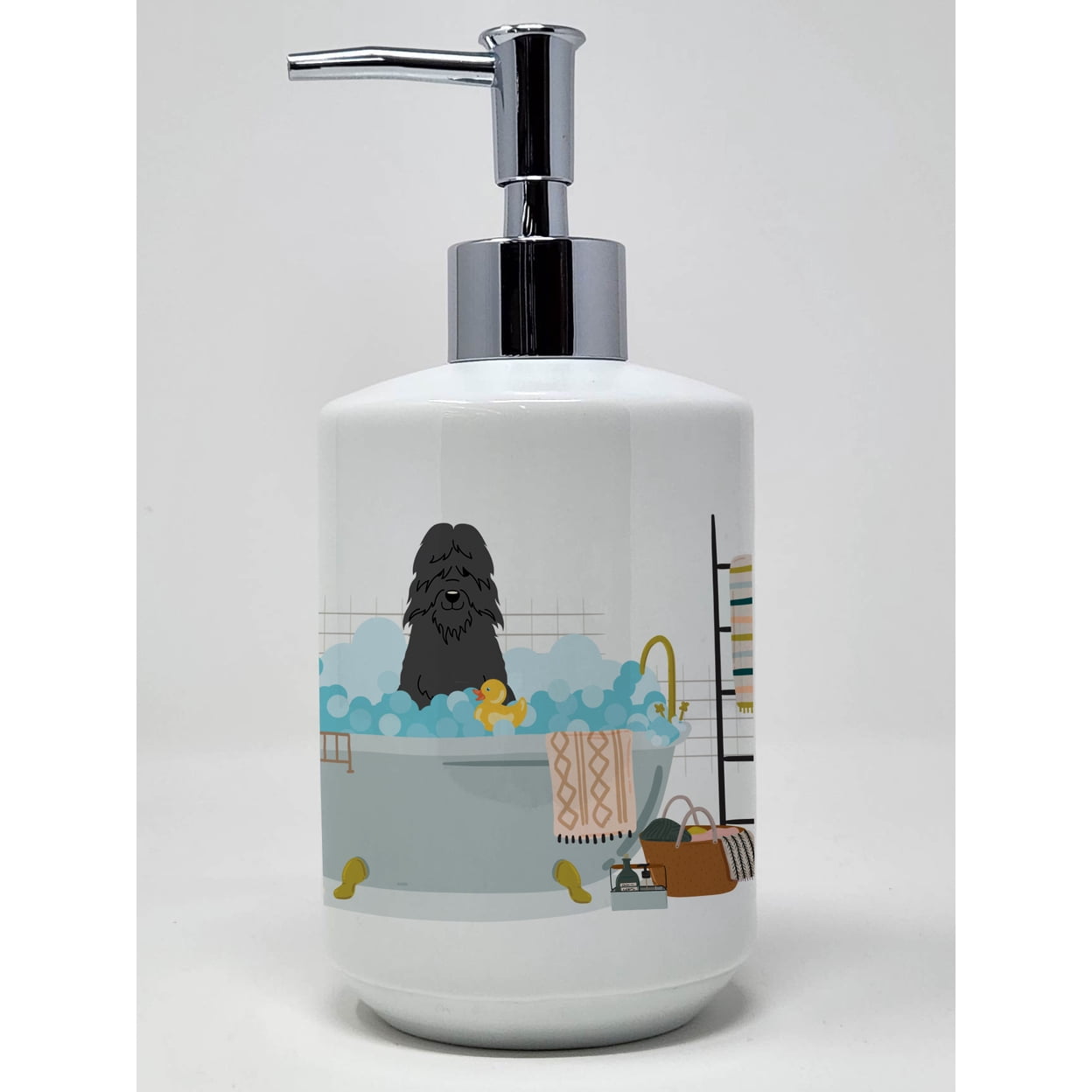 Bouvier des Flandres in Bathtub Ceramic Soap Dispenser