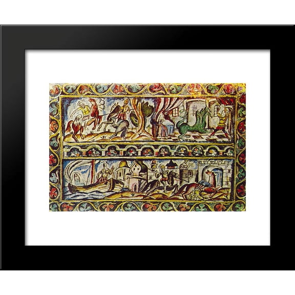 Bova the prince'. Sketch of a picture. 20x24 Framed Art Print by Pyotr Konchalovsky