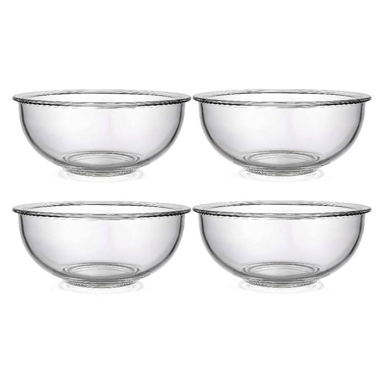 Bovado USA 4 Quart Glass Bowl for Storage, Mixing, Serving (2 Pack) - Clear, Dishwasher, Freezer & Oven Safe Quality Glass, Easy-Clean, 4 qt - 2