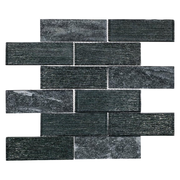 Bovard Kestrel Gray 2-in. x 6-in. Brick Joint Subway Polished Glass Mosaic Wall and Floor Tile