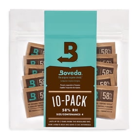 Boveda 58% Two-Way Humidity Control for Storing ½ oz – Size 4 – 10 pack – Moisture Absorbers for Small Storage Containers  – Hydration packets in Resealable bag