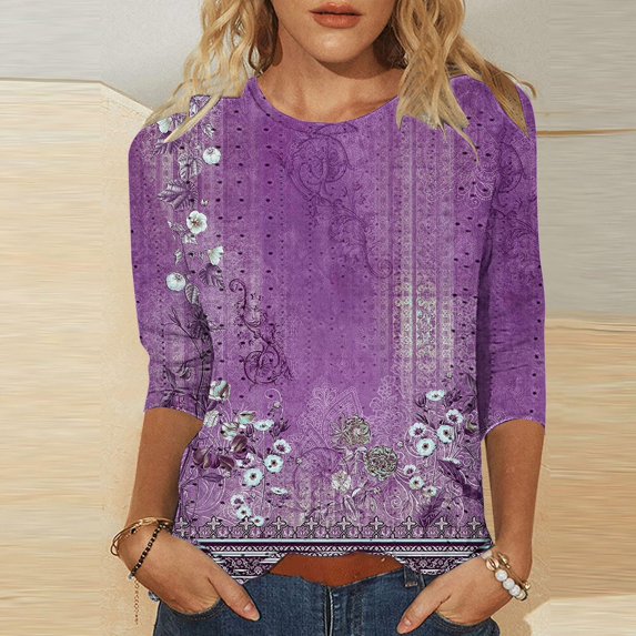 Bovemsi 2025 Women's Casual Short Sleeve Crew Neck T-Shirt – Basic Solid Color Summer Top, Purple, XL