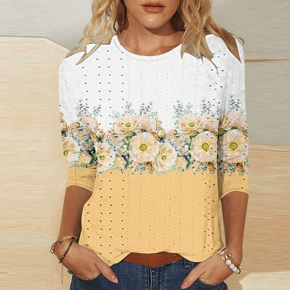 Bovemsi 2025 Women's Casual Short Sleeve Crew Neck T-Shirt – Basic Solid Color Summer Top, Yellow, M