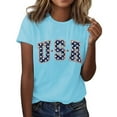 thumbnail image 1 of Bovemsi 4Th of July Oversized Shirt Women Casual Printing Short Sleeves Round Neck Loose T Shirt Blouse Tops, Blue Women's Summer Short Sleeve T-Shirts, M, 1 of 8
