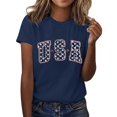 thumbnail image 1 of Bovemsi 4Th of July Oversized Shirt Women Casual Printing Short Sleeves Round Neck Loose T Shirt Blouse Tops, Blue Women's Summer Short Sleeve T-Shirts, S, 1 of 8