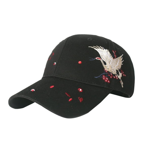 Bovemsi Baseball Caps for Women and Men Hat Cap Casual Breathable Wide Brim Windproof Sun Bird Flower Embroidery Outdoor Adjustable Baseball Hat