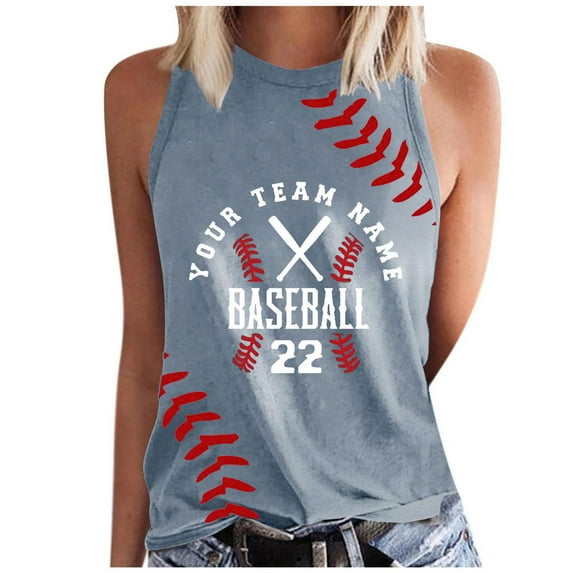 Bovemsi Baseball Shirt Women Baseball Mom Tank Tops Graphic Tee Cute Workout T Shirts Casual Summer Sleeveless Vest, Gray Women's Summer Tank Tops, XL