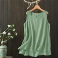 thumbnail image 1 of Bovemsi Boho Embroidered Linen Tank Top for Women – Sleeveless Loose Fit Beach & Vacation Blouse, Green, 3XL, 1 of 4