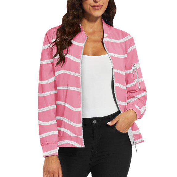 Bovemsi Bomber Jackets for Women Jacket 2025 Causal Zip Up Coats Long Sleeve Stand Collar Fall Lightweight Outerwear Tops Light Jackets