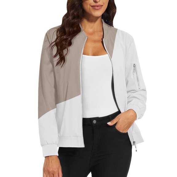 Bovemsi Bomber Jackets for Women Jacket 2025 Causal Zip Up Coats Long Sleeve Stand Collar Fall Lightweight Outerwear Tops Light Jackets