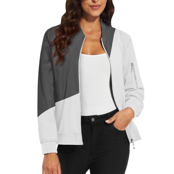 Bovemsi Bomber Jackets for Women Jacket 2025 Causal Zip Up Coats Long Sleeve Stand Collar Fall Lightweight Outerwear Tops Light Jackets