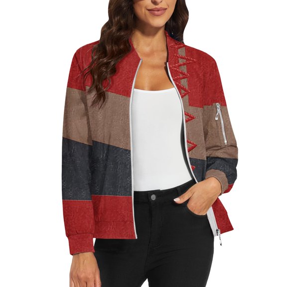 Bovemsi Bomber Jackets for Women Jacket 2025 Causal Zip Up Coats Long Sleeve Stand Collar Fall Lightweight Outerwear Tops Light Jackets