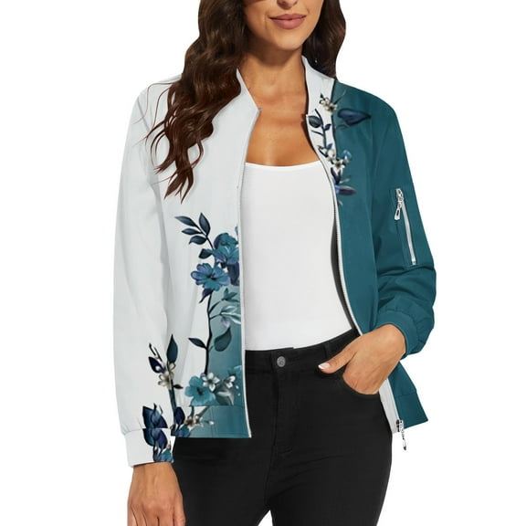 Bovemsi Bomber Jackets for Women Jacket 2025 Causal Zip Up Coats Long Sleeve Stand Collar Fall Lightweight Outerwear Tops Light Jackets