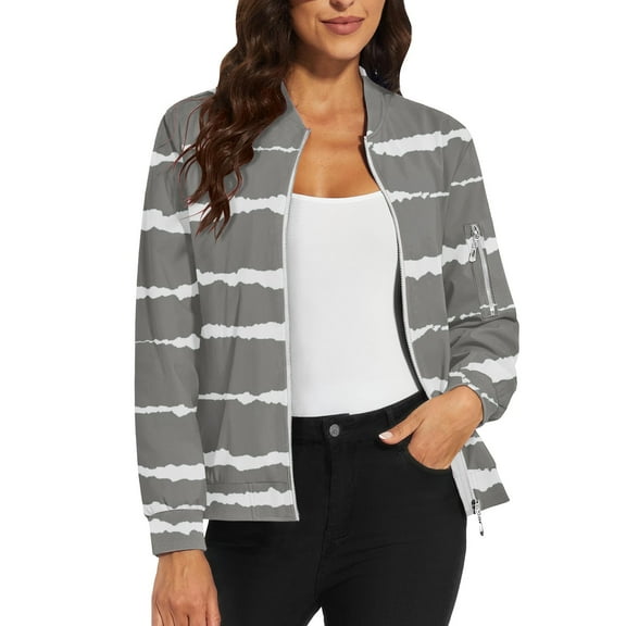 Bovemsi Bomber Jackets for Women Jacket 2025 Causal Zip Up Coats Long Sleeve Stand Collar Fall Lightweight Outerwear Tops Light Jackets