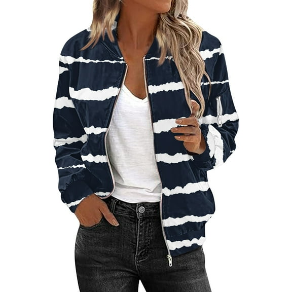 Bovemsi Bomber Jackets for Women Jacket 2025 Causal Zip Up Coats Long Sleeve Stand Collar Fall Lightweight Outerwear Tops Light Jackets
