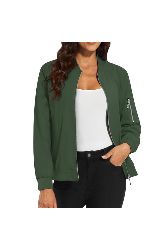 Bomber Jackets for Women Jacket Casual Coat Zip Up Outerwear Windbreaker With Pockets Light Jackets