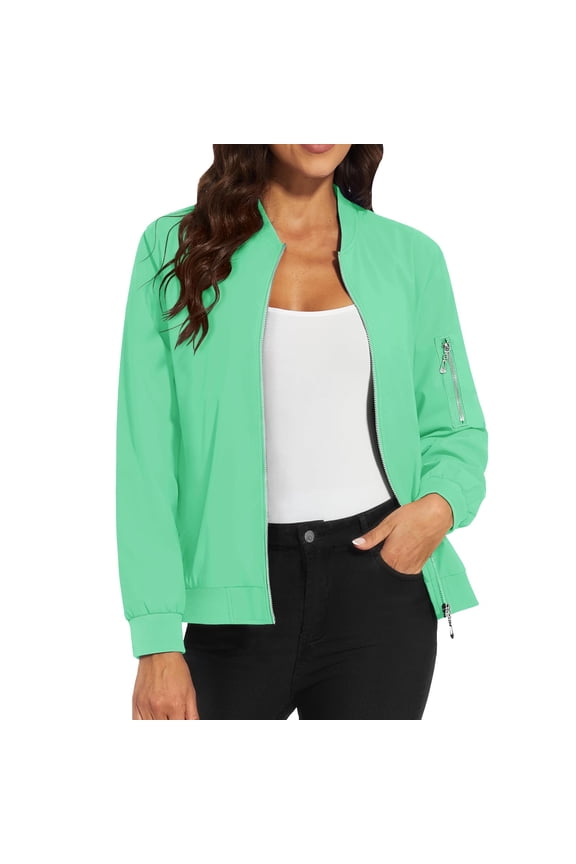 Bomber Jackets for Women Jacket Casual Coat Zip Up Outerwear Windbreaker With Pockets Light Jackets