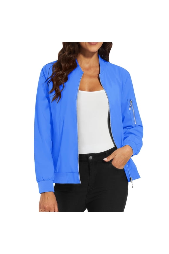 Bomber Jackets for Women Jacket Casual Coat Zip Up Outerwear Windbreaker With Pockets Light Jackets