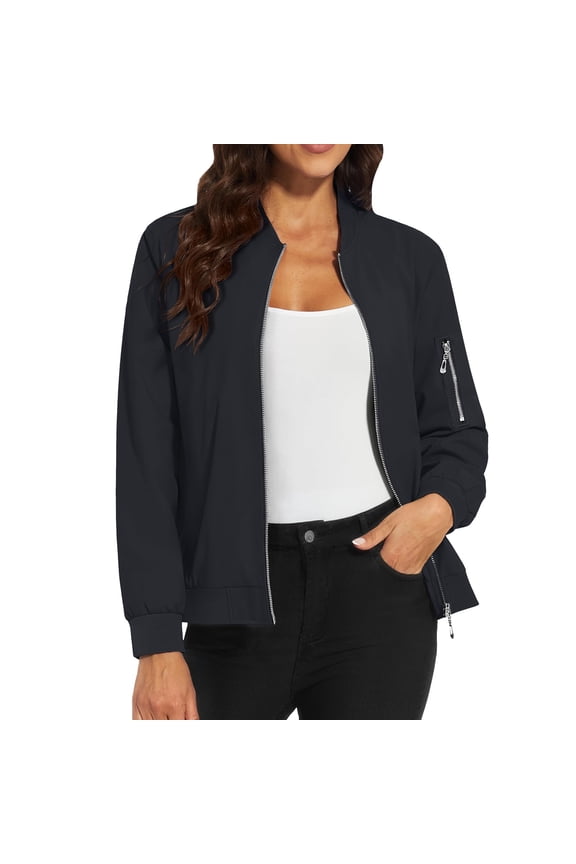 Bomber Jackets for Women Jacket Casual Coat Zip Up Outerwear Windbreaker With Pockets Light Jackets