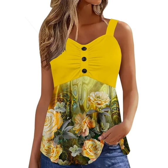 Bovemsi Camisole Tops for Women 2025 Summer Splicing Backless Flower Print Cool Suspender Women'S Fashionable Top Skirt Vest Basic Tanks