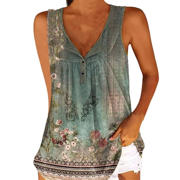 Bovemsi Camisole Tops for Women Casual Summer Shirts Flowy Tunic Fit And Flare Floral Blouses Basic Tanks