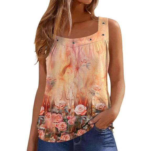 Bovemsi Camisole Tops for Women Women'S Simple Small Ring Square Neck Vest Fashionable Casual Top Daily Commuting Basic Tanks