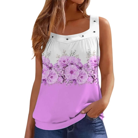 Bovemsi Camisole Tops for Women Women'S Simple Small Ring Square Neck Vest Fashionable Casual Top Daily Commuting Basic Tanks