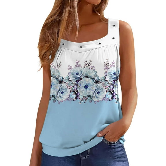 Bovemsi Camisole Tops for Women Women'S Simple Small Ring Square Neck Vest Fashionable Casual Top Daily Commuting Basic Tanks