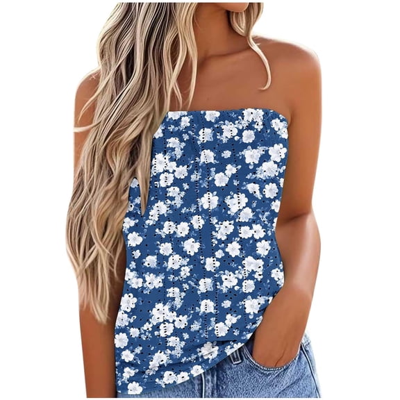 Bovemsi Camisole Tops for Women Women's Tube Crop Top Sleeveless Backless Summer Shoulderless Tank Elegant Hollow Vests Basic Tanks
