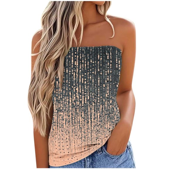Bovemsi Camisole Tops for Women Women's Tube Crop Top Sleeveless Backless Summer Shoulderless Tank Elegant Hollow Vests Basic Tanks