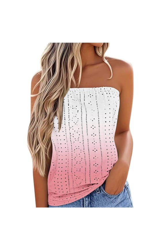 Camisole Tops for Women Women's Tube Crop Top Sleeveless Backless Summer Shoulderless Tank Elegant Plain Strapless Hollow Vests Basic Tanks