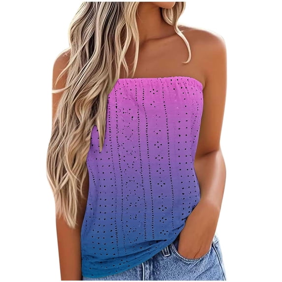 Bovemsi Camisole Tops for Women Women's Tube Crop Top Sleeveless Backless Summer Shoulderless Tank Elegant Plain Strapless Hollow Vests Basic Tanks