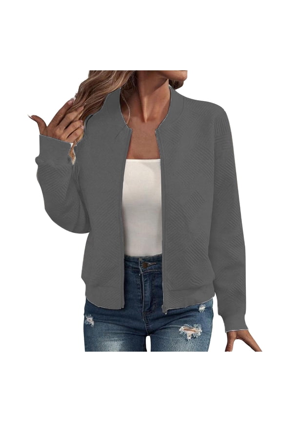 Cardigan Sweaters for Women Jacket Spring Light Pilot Thin Transition Long Sleeved Summer Round Neck Sweatshirt Zipper Coa Cardigans Lightweight