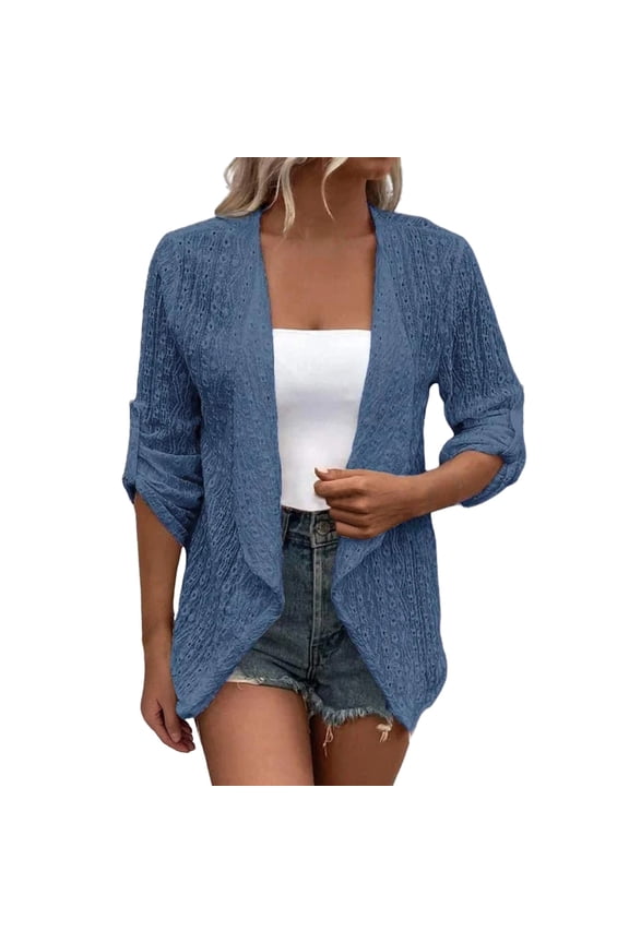 Cardigan Sweaters for Women Lightweight Spring Mid Sleeve Coat Oversized Open Front Weave Cardigans Lightweight