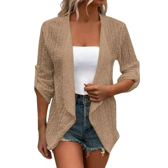 Bovemsi Cardigan Sweaters for Women Lightweight Spring Mid Sleeve Coat Oversized Open Front Weave Cardigans Lightweight