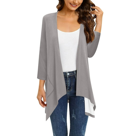 Bovemsi Cardigan Sweaters for Women Short Sleeve Cardigans Casual Drape Open Front Lightweight Summer With Pocket High Cardigans Lightweight