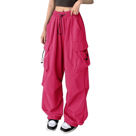 Bovemsi Cargo Pants Women Baggy Wide Leg Hip Hop Y2K Streetwear Leisure Jogging Bottoms With Elastic Oversized Vintage 90s Work Pants