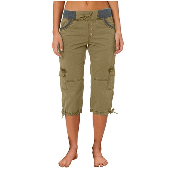 Bovemsi Cargo Pants Women Multi Pocket Trousers Outdoor Casual Sports Cropped Overalls Thin Loose Shorts Casual Pants with Pockets