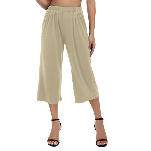Bovemsi Casual Pants for Women 2025 Womens Loose High Waisted Wide Leg 2025/3/4 Drawstring Trousers With Pockets Casual Wide Leg Trousers