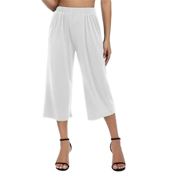 Bovemsi Casual Pants for Women 2025 Womens Loose High Waisted Wide Leg 2025/3/4 Drawstring Trousers With Pockets Casual Wide Leg Trousers