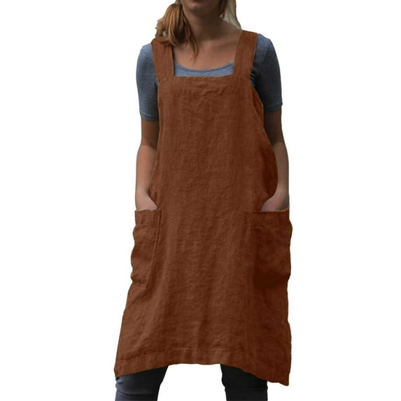 Bovemsi Casual Pants for Women Apron Pinafore Dress Garden Cotton Work Women's Casual Wide Leg Trousers with Pockets