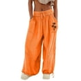 thumbnail image 1 of Bovemsi Casual Pants for Women Cargo Baggy Wide Leg Black Loose High Waist Sweatpants Multi Pockets Beach Trousers, 1 of 9