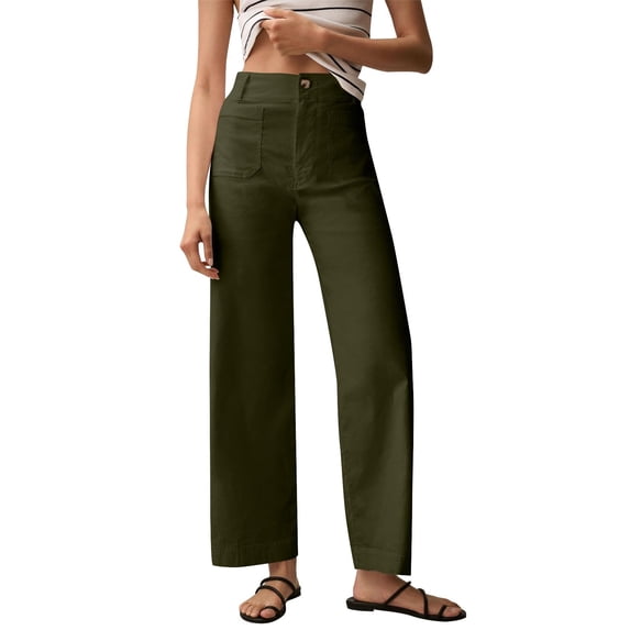 Bovemsi Casual Pants for Women Fashion Solid Color Elastic Long Leisure Trousers with Pockets