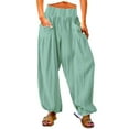 thumbnail image 1 of Bovemsi Casual Pants for Women High Waist Wide Leg Palazzo Beach Loose Baggy Harem With Pockets Beach Trousers, 1 of 8